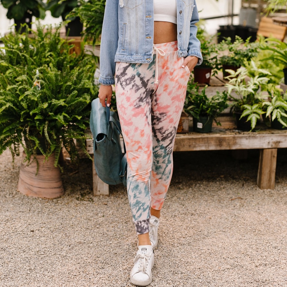 Coral Tie Dye Joggers - Picture 9 of 10